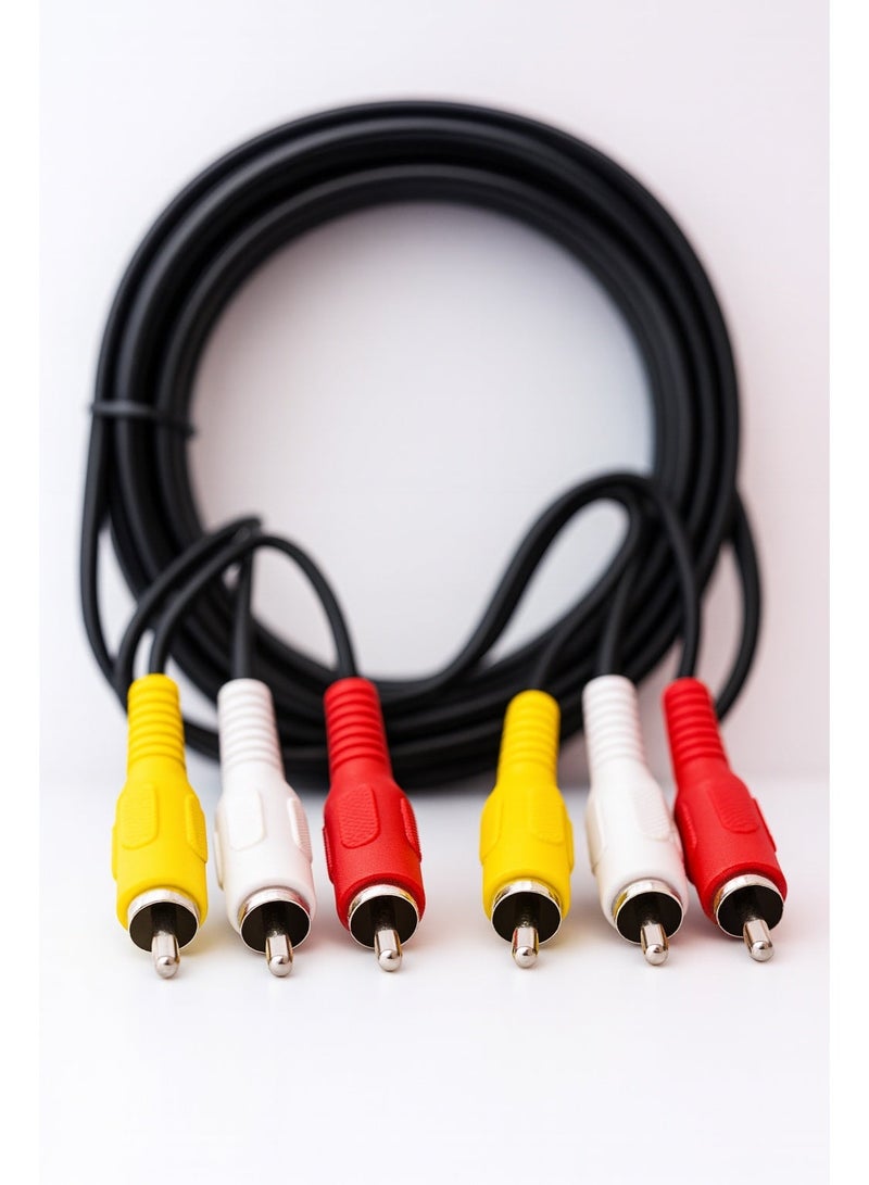 ماتراكس كابل RCA ثلاثي – 6 دبابيس – مطلي بالذهب – بطول 3 متر - Image 3