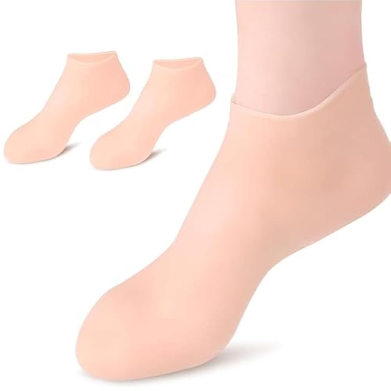 Pedicure Tools - Reusable silicone moisturizing socks designed to protect cracked heels, exfoliate rough skin, and provide gentle nourishment for soft and smooth feet (color 2) - Image 1