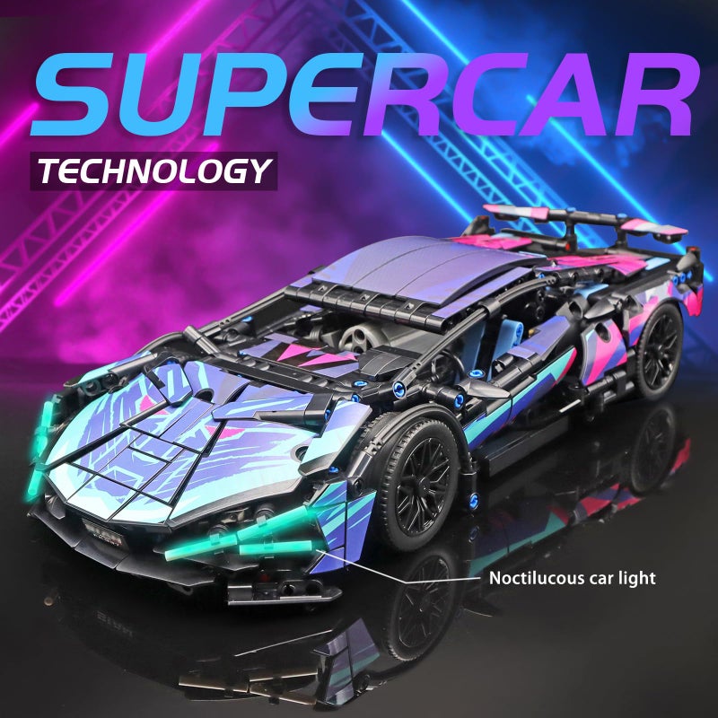 MOCBROPCS STEM Building Car, 1:14 Building Blocks and Construction Toy, Collectible Super Technical Lambo Cars, Gifts for 8-16 Year Old Boys and Adults (1314 pcs) - Image 2