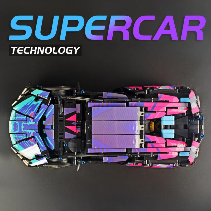 MOCBROPCS STEM Building Car, 1:14 Building Blocks and Construction Toy, Collectible Super Technical Lambo Cars, Gifts for 8-16 Year Old Boys and Adults (1314 pcs) - Image 3