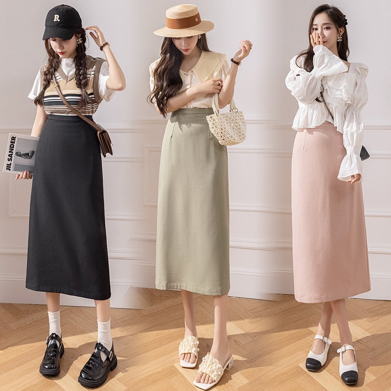 High Waist Skirt 2024 Spring And One-Step Skirt Mid-Length Irregular Pleated A- Line Skirt Fishtail Skirt Commuter - Image 5