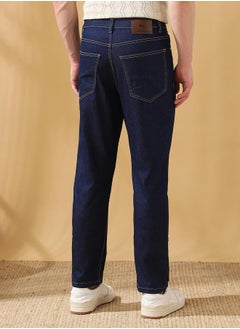 Dennis Lingo Straight Fit Solid Indigo 78% cotton 20% Poly 2% spandex Mid Rise Waist Full Length Woven Weave Jean for Men with Button/Zip Closure -elevate your everyday fashion game effortlessly.  - Image 5