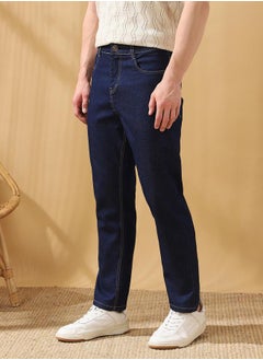 Dennis Lingo Straight Fit Solid Indigo 78% cotton 20% Poly 2% spandex Mid Rise Waist Full Length Woven Weave Jean for Men with Button/Zip Closure -elevate your everyday fashion game effortlessly.  - Image 3