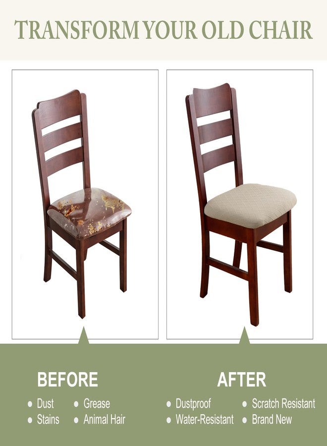 YUEANG Waterproof Chair Seat Covers Set of 4 for Dining Room, Stretch Removable Washable Dining Chair Seat Slipcovers for Home, Restaurant, Banquet,Kitchen Chair Seat Cushion Protector(Khaki, Small) - Image 5