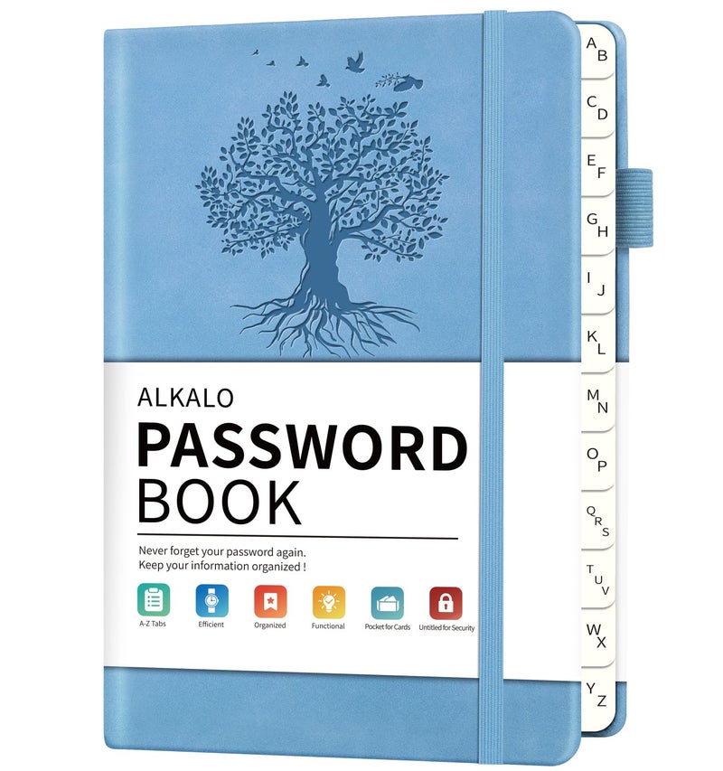 ALKALO Password Book with Alphabetical Tabs, 4.5"x5.9"Small Pocket Password Keeper Book, 160 Pages/100GSM Hardcover Notebook, Password Organizer for Internet Website Address Login - Image 1