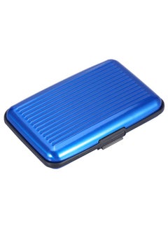 6 Card Slots Checkbook Bank Credit ID Card Holder Button Mini Organizer Case Wallet Blue