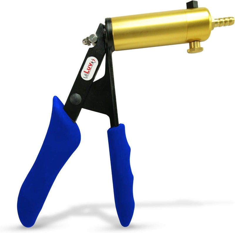 LeLuv Ultima Vacuum Pump Handle - Brass Chamber with Blue Ergonomic Smooth Silicone Grips - Image 1
