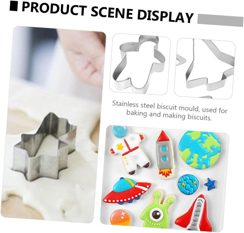 Outer Space Cookie Cutters 9pcs Set Stainless Steel Biscuit Molds Creative DIY Baking Tools and Adults Home Kitchen - Image 3