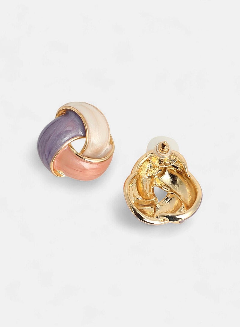SOHI Overlap Enamelled Artificial Stud Earring Jewellery - Image 5