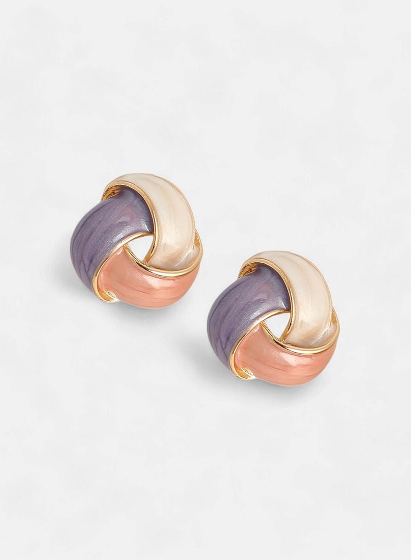 SOHI Overlap Enamelled Artificial Stud Earring Jewellery - Image 1