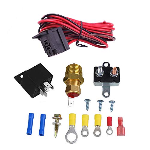FAERSI 185200 Degree Electric Cooling Fan Thermostat Kit Temperature Sensor Temperature Switch 50 60 AMP Relay Kit
