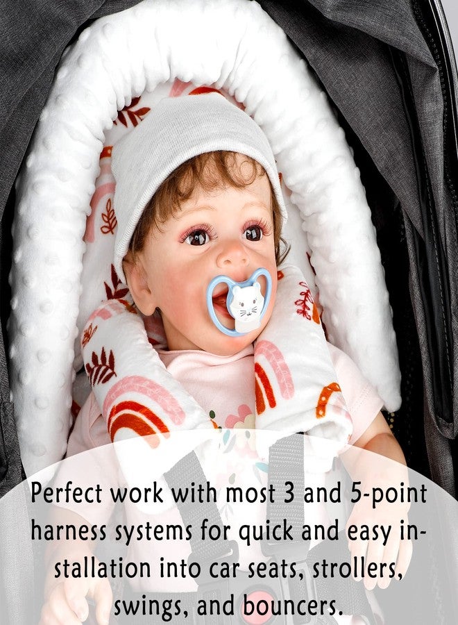 Pea Pod Infant Car Seat Head Support Rainbow Baby Carseat Head Support Cushion & Strap Covers for Newborns Ultra Soft Minky Dot Fabric Perfect for Baby Carseats, Strollers, Swing, and Bouncers - Image 5