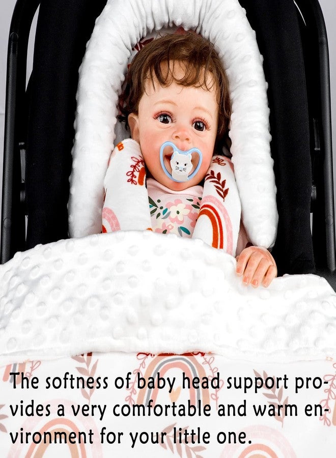 Pea Pod Infant Car Seat Head Support Rainbow Baby Carseat Head Support Cushion & Strap Covers for Newborns Ultra Soft Minky Dot Fabric Perfect for Baby Carseats, Strollers, Swing, and Bouncers - Image 4