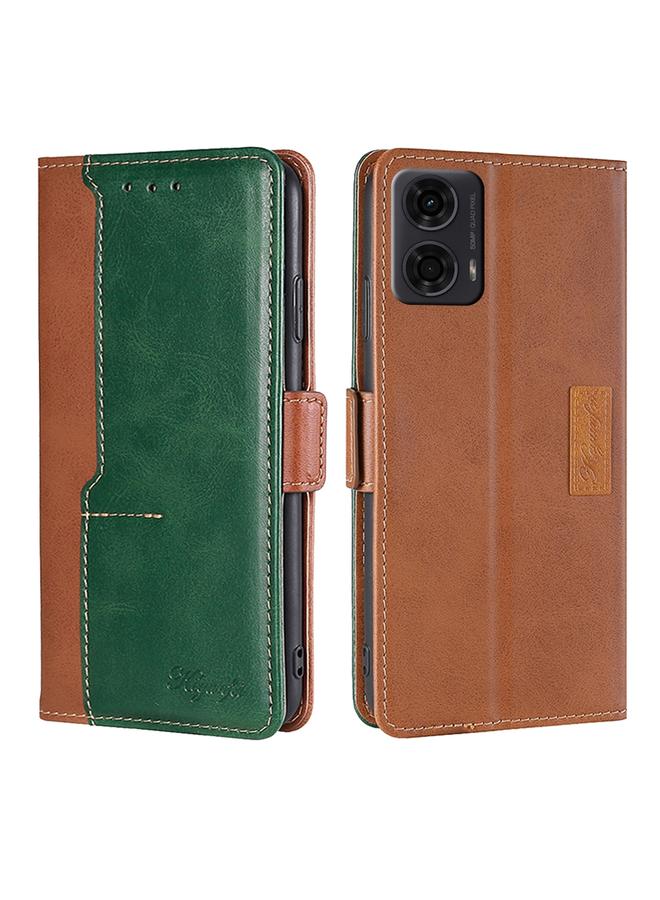 S-TOP Case For Motorola Moto G24 4G Contrast Color Side Buckle Leather Phone Case - Image 1