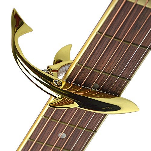 wuxic Shark Capo,Zinc Alloy Tone Clip for Acoustic,Folk,Electric Guitar and Ukulele (Gold) - Image 3