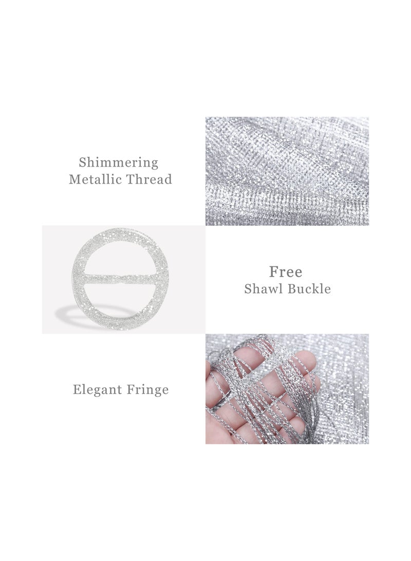 SOLARAE Sparkling Metallic Shawls and Wraps for Women - Elegant Evening, Party, and Wedding Accessories (Includes Free Buckle) - Image 4