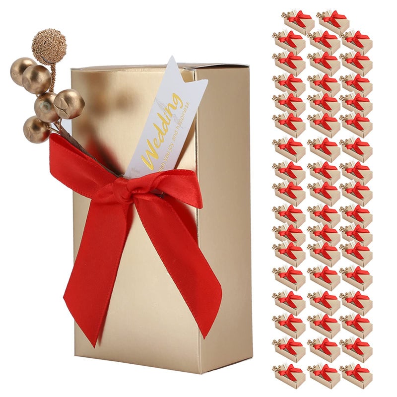 Wedding Gift Box 50 Pcs With Golden Bow Candies Souvenirs For Party Birthday - Image 3