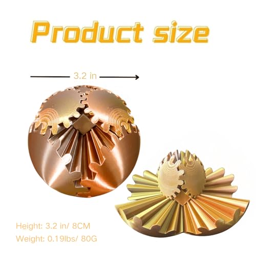 ULTHOOL Gear Ball 3D Printed Spin Ball Cube Fidget Toys Gear Sphere Fidget Toy GearSphere Desk Toy Stress Fidget Balls Fidgets Spinners for Adults Kids Anxiety Relaxing Laser Rose Gold 31 Inch - Image 5