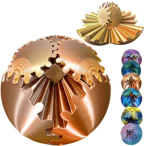ULTHOOL Gear Ball 3D Printed Spin Ball Cube Fidget Toys Gear Sphere Fidget Toy GearSphere Desk Toy Stress Fidget Balls Fidgets Spinners for Adults Kids Anxiety Relaxing Laser Rose Gold 31 Inch - Image 1