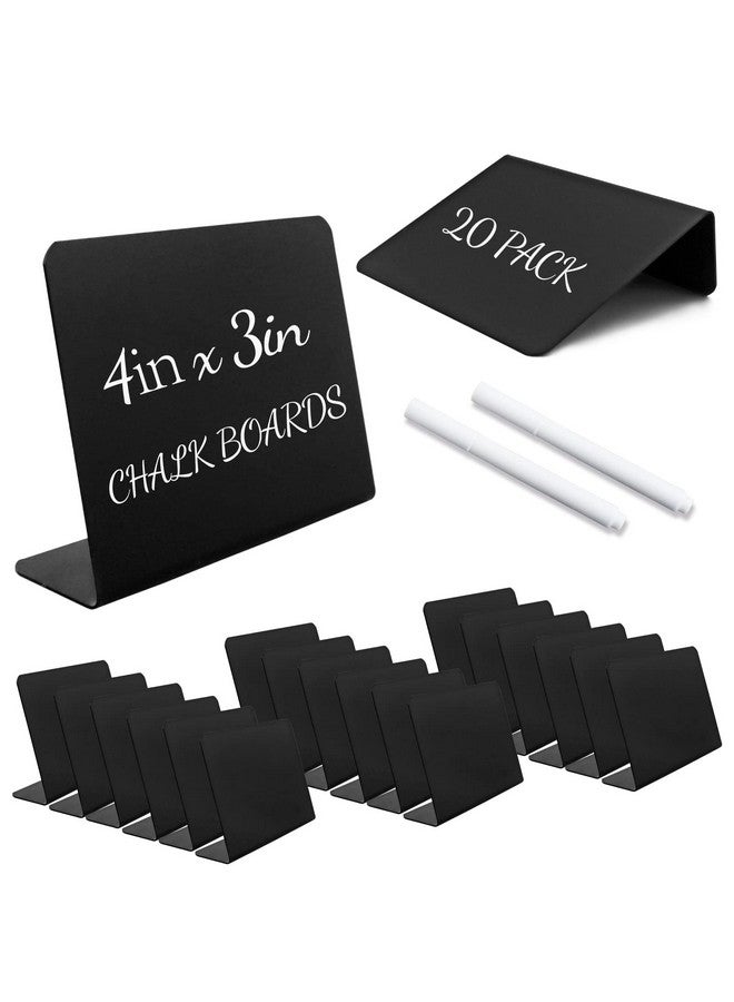 YETOOME 20 Pack Mini Chalkboard Signs For Tabletop Chalkboard Labels, L-Shaped Small Chalkboard Buffet Signs With 2 Erasable Chalk Markers, Food Labels For Party Buffet Wedding Bakery (3 X 4 In) - Image 1