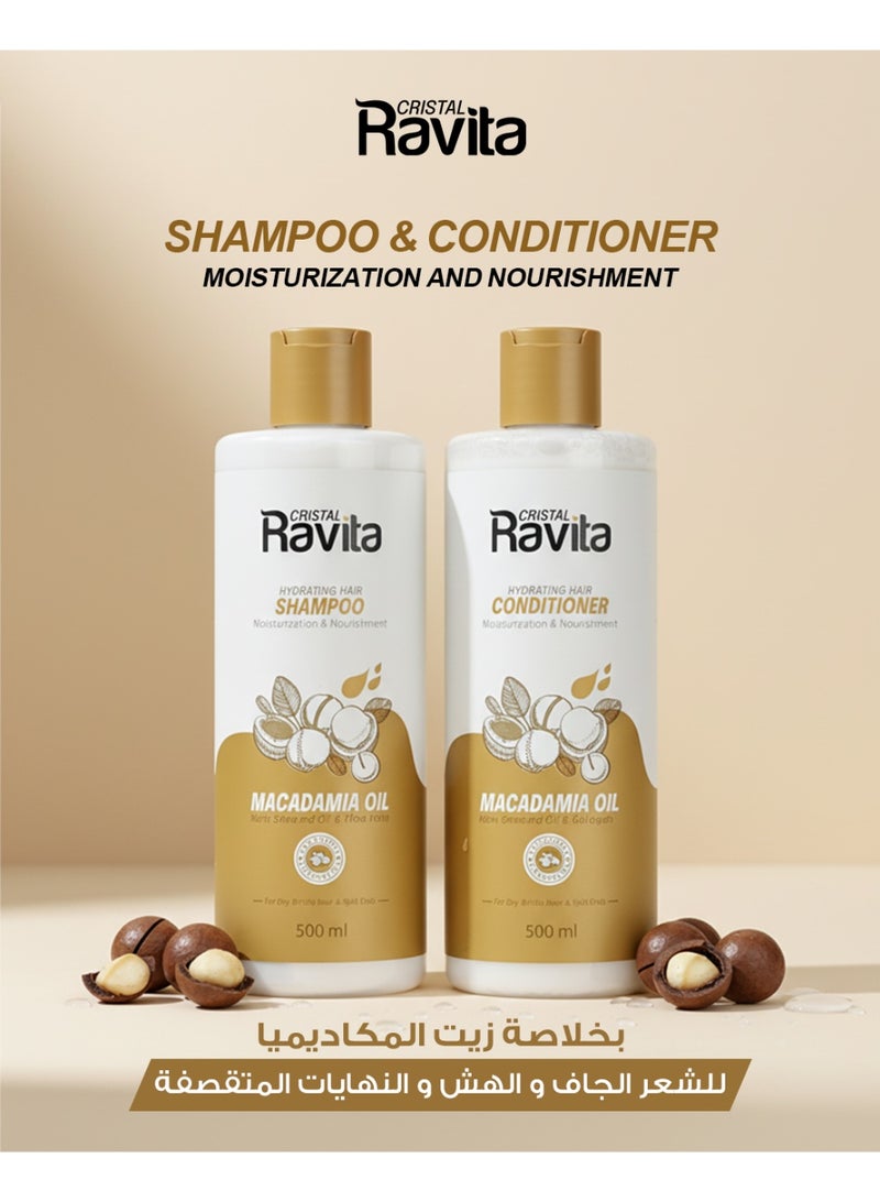 CRISTAL Ravita HYDRATING HAIR SHAMPOO Moisturization & Nourishment MACADAMIA OIL With Shea Butter & Aloe Vera 500 ml - Image 2