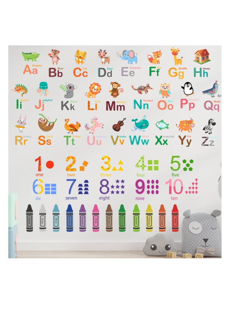 SISGL Cartoon Animal English Alphabet Wall Decals DIY Letter Theme Removable Animal ABC Educational Wall Stickers For Kids Nursery Room Decor  - Image 1