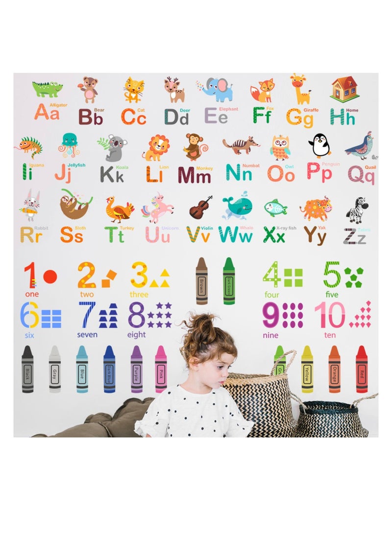 SISGL Cartoon Animal English Alphabet Wall Decals DIY Letter Theme Removable Animal ABC Educational Wall Stickers For Kids Nursery Room Decor  - Image 3