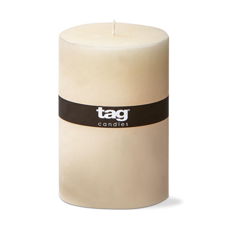 tag Chapel 4X6 Ivory Pillar Paraffin Wax Candle Unscented DripFree Long Burning 130 Hours For Home Decor Wedding Parties 4x6 Ivory - Image 1