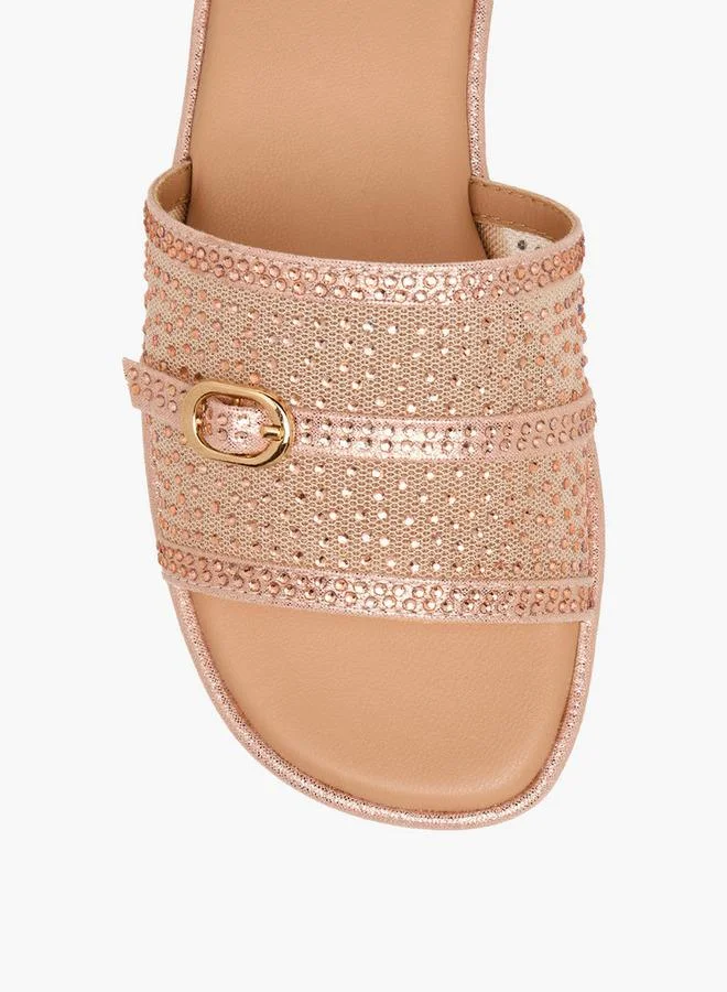 Celeste GOLD Girls Embellished Slide Sandals for Women | Best Price UAE
