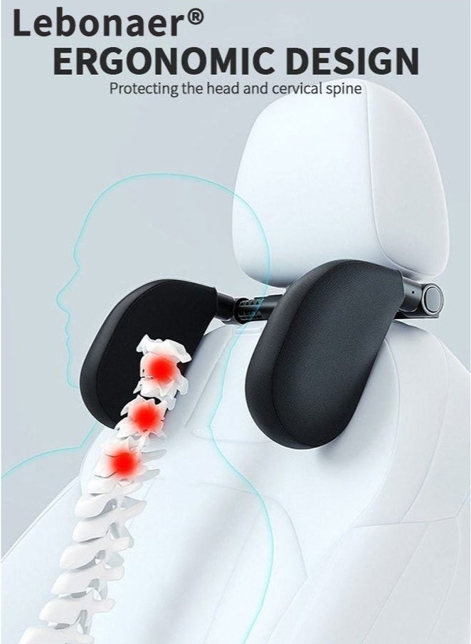 lebonaer Car Headrest Pillow, 180° Adjustable, U- Shaped Design, Head, Neck Support Pillow, Travel Sleeping Car Headrest, Suitable for Kids and Adults,Head Neck Support Detachable, Car Interior 1 - Image 2
