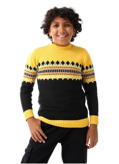 Wool Boys Pullover With Multi Design