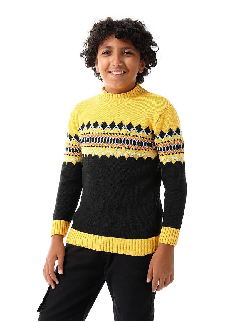 Caesar - Wool Boys Pullover With Multi Design - Image 1