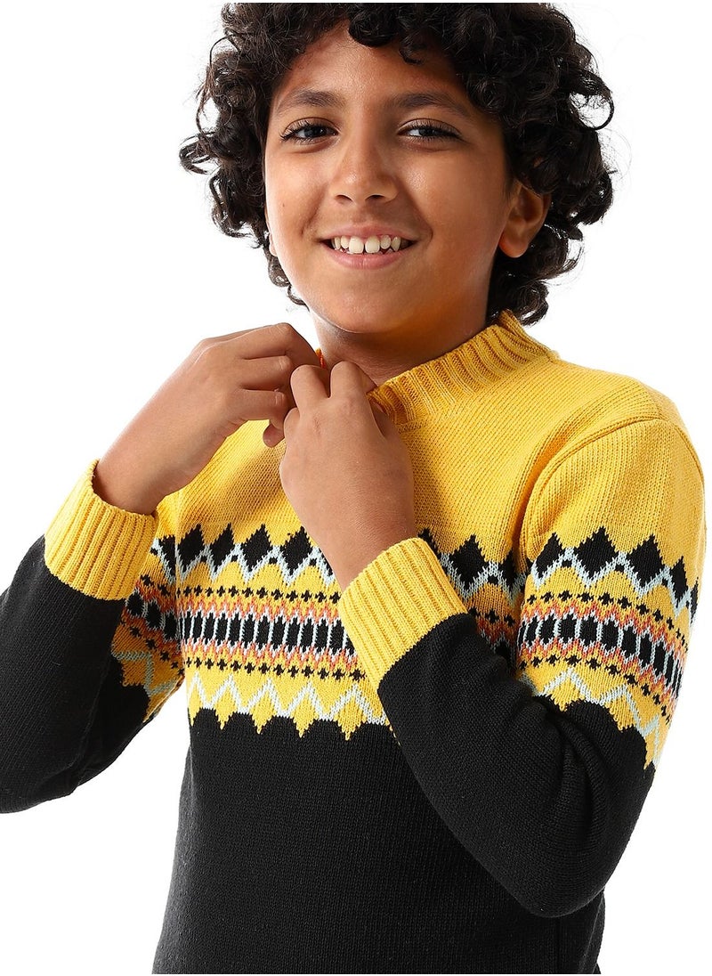 Caesar - Wool Boys Pullover With Multi Design - Image 1
