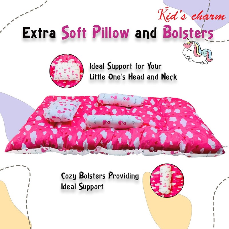 Kid's Charm Kids Charm Baby Sleeping Bed CloudMini Portable 2 in 1 for 0 to 4 Months New Born Baby Baby Sleeping Bed Cotton PillowPink - Image 3