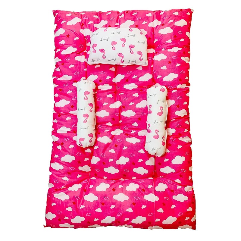Kid's Charm Kids Charm Baby Sleeping Bed CloudMini Portable 2 in 1 for 0 to 4 Months New Born Baby Baby Sleeping Bed Cotton PillowPink - Image 1