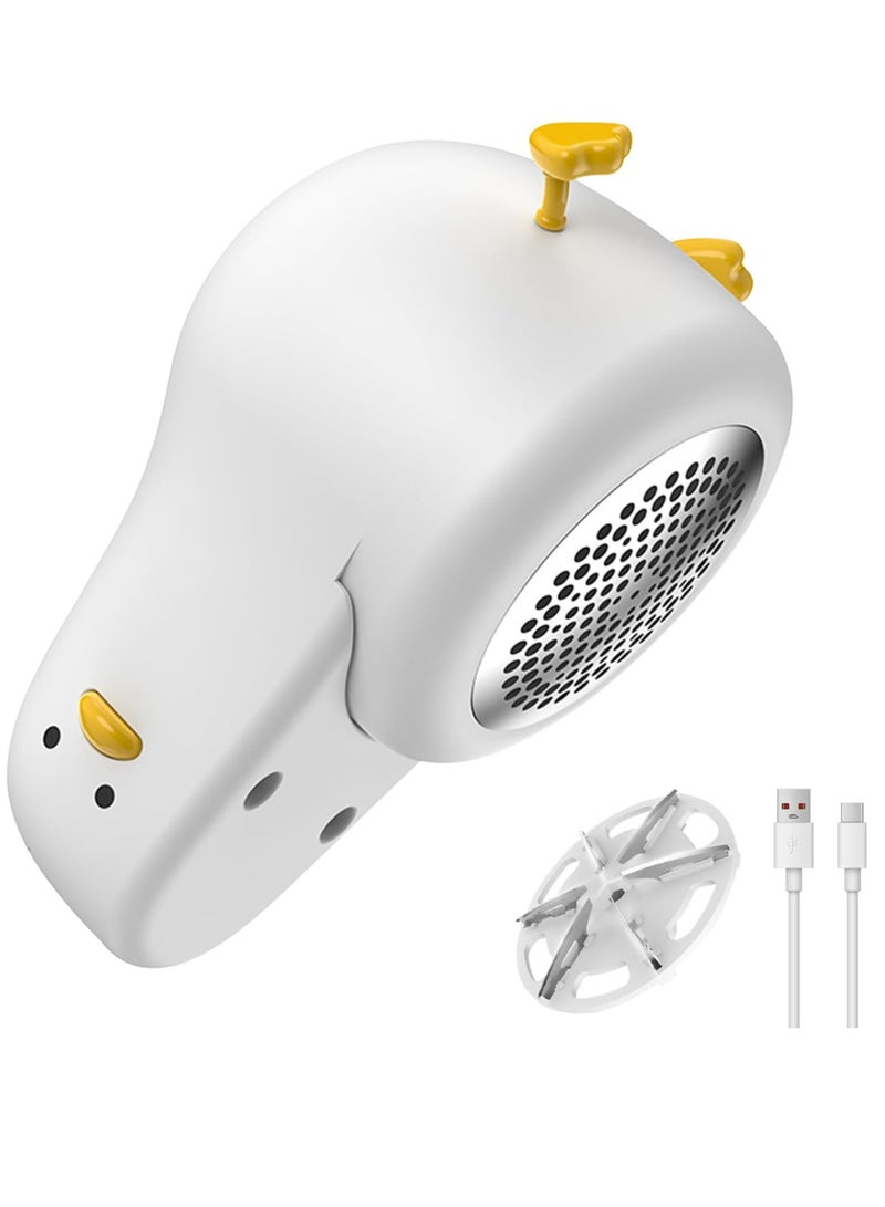 RATSAW Fabric Shaver Lint Remover Necomi Cute Cartoon Model Portable Rechargeable Sweater Lint Remover Removes Fuzz Lint Balls Pills and Bobbles from Clothes Furniture Carpets and Couches White  - Image 1
