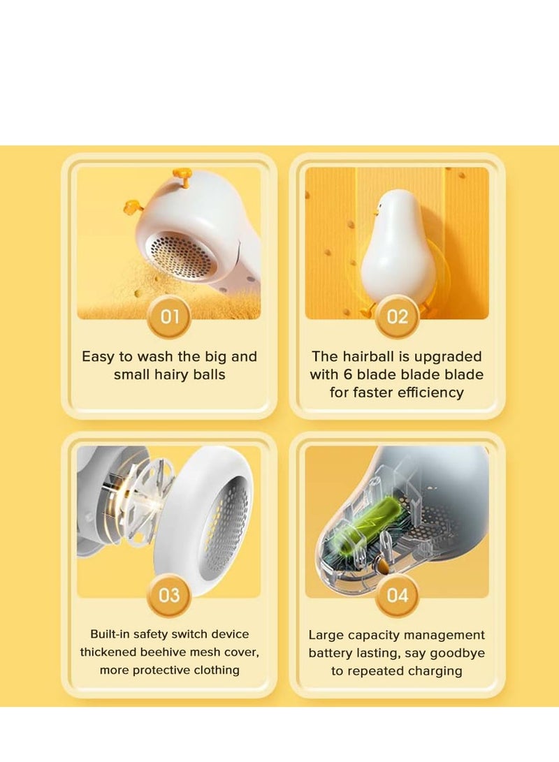 RATSAW Fabric Shaver Lint Remover Necomi Cute Cartoon Model Portable Rechargeable Sweater Lint Remover Removes Fuzz Lint Balls Pills and Bobbles from Clothes Furniture Carpets and Couches White  - Image 4