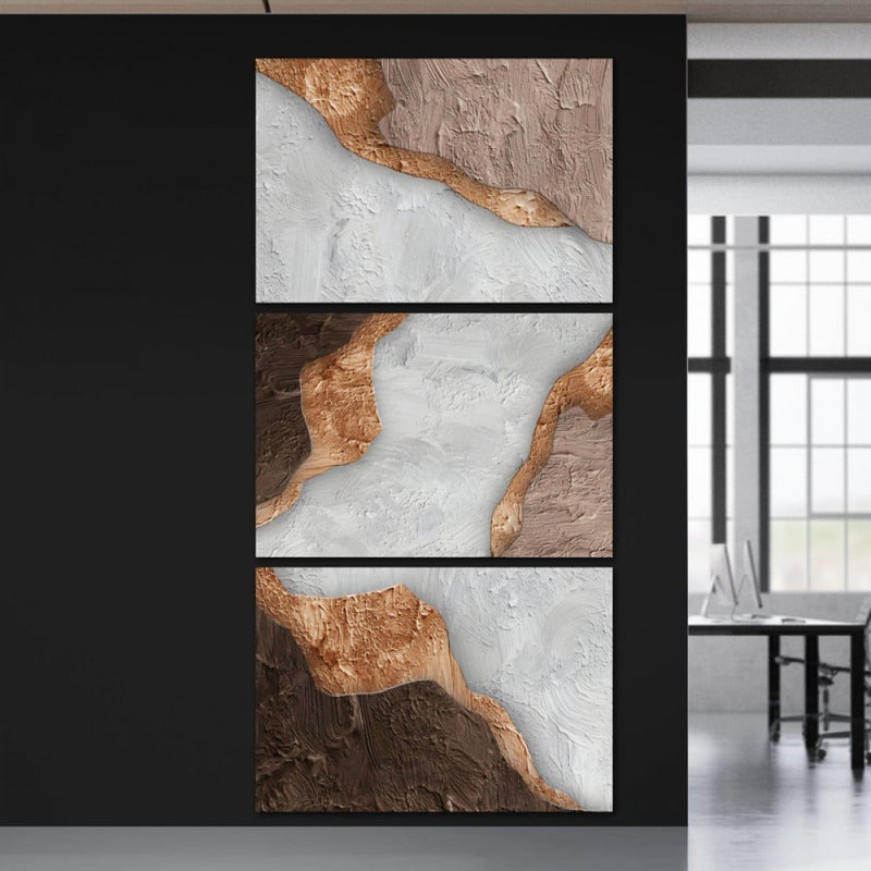 Marktna Three abstract canvas paintings with a hollow frame, measuring (150×70), three pieces - Image 1