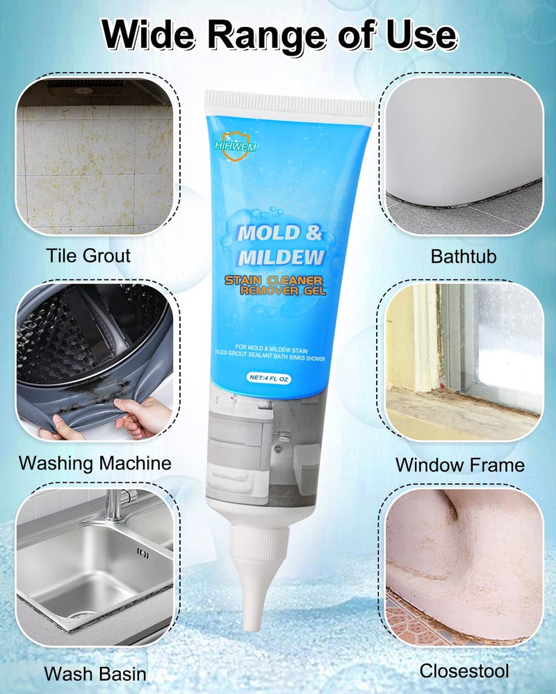 HIHWEM Mold Remover Gel, Household Washing Machine Cleaner for Washing Machine Seal, Bathroom Grout, Caulk, Mold Cleaner Best for Home Sink, Kitchen, Showers - Image 3