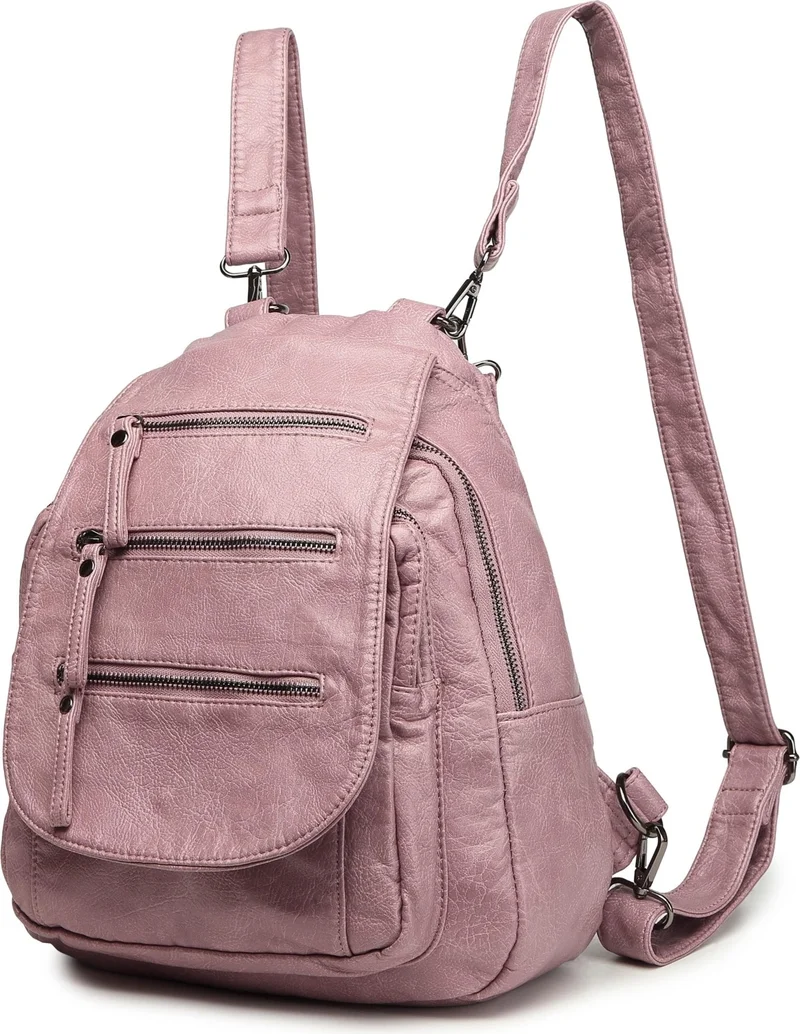 برشلونة 21-K Washed Leather Medium Size Women's Backpack 21-K 1685
