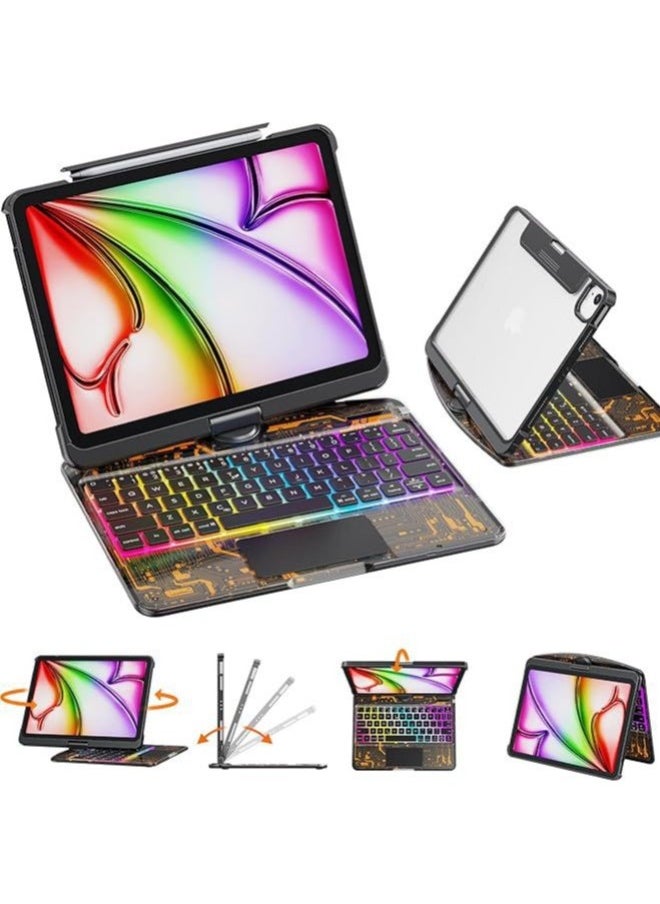 Transparent Rotating IPad Wonderful Control Keyboard For Apple Air5 All-in-one Pro11 Inch Protective Case 4-shell Tablet Computer-Color:-Product Type:Ipad 10th Generation ( 10.9inch )