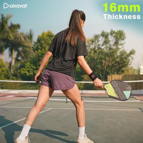 Airavat AIRFLIX 102OL Pickleball Paddle/Racket Set, 16MM Thick Pure Carbon Fiber, Lightweight, high-Performance Control and Comfort. Ideal for Kids, Adults, Beginners, and intermediates - Black - Image 2