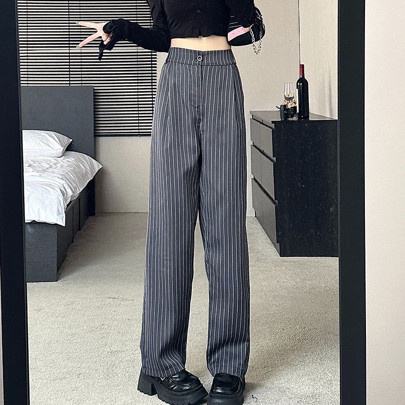 Fashion Casual Striped Suit Pants Straight 2023 New High Waist Wide Leg Pants Loose Mop Pants - Image 3