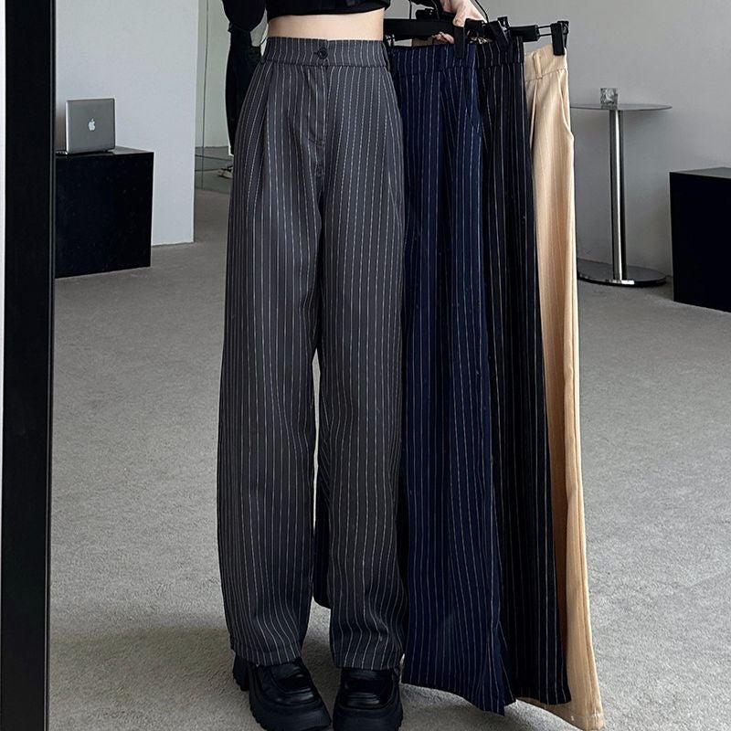 Fashion Casual Striped Suit Pants Straight 2023 New High Waist Wide Leg Pants Loose Mop Pants - Image 2