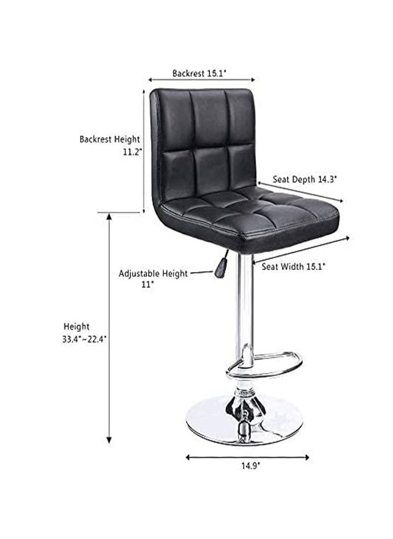 Generic Bar Stools Modern PU Leather Adjustable Swivel Barstools, Armless Hydraulic Kitchen Counter Bar Stool Synthetic Leather Extra Height Square Island Barstool with Back Set of 2(Black)  - Image 2
