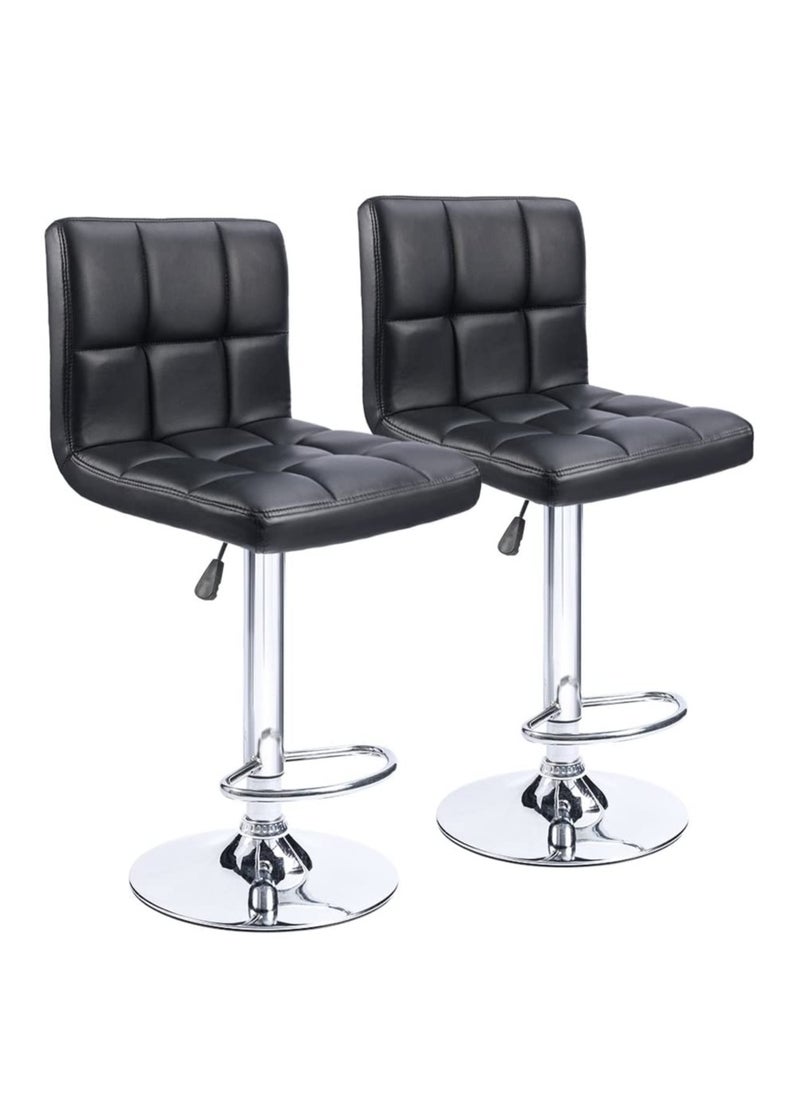 Generic Bar Stools Modern PU Leather Adjustable Swivel Barstools, Armless Hydraulic Kitchen Counter Bar Stool Synthetic Leather Extra Height Square Island Barstool with Back Set of 2(Black)  - Image 1