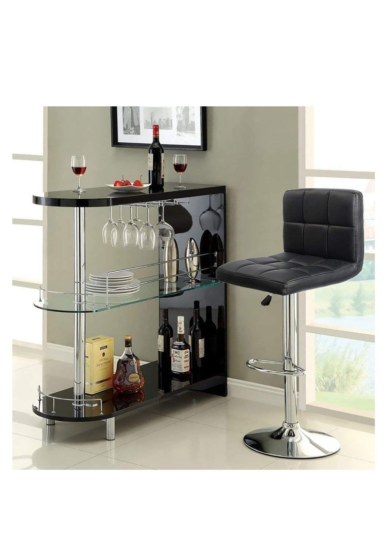 Generic Bar Stools Modern PU Leather Adjustable Swivel Barstools, Armless Hydraulic Kitchen Counter Bar Stool Synthetic Leather Extra Height Square Island Barstool with Back Set of 2(Black)  - Image 3