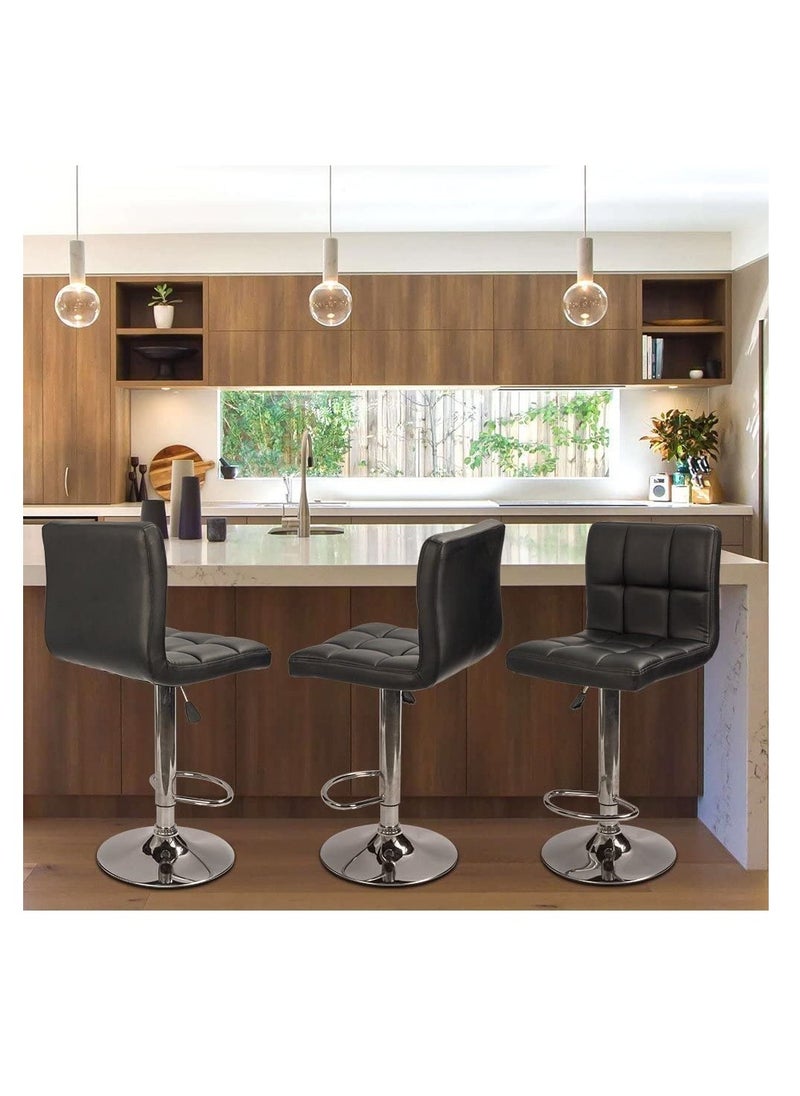 Generic Bar Stools Modern PU Leather Adjustable Swivel Barstools, Armless Hydraulic Kitchen Counter Bar Stool Synthetic Leather Extra Height Square Island Barstool with Back Set of 2(Black)  - Image 5