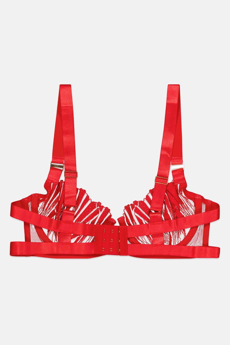 BLUEBELLA Women Underwire Non Padded Lace Bra, Red - Image 2