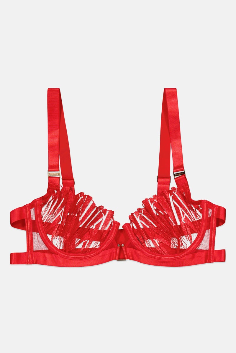 BLUEBELLA Women Underwire Non Padded Lace Bra, Red - Image 1